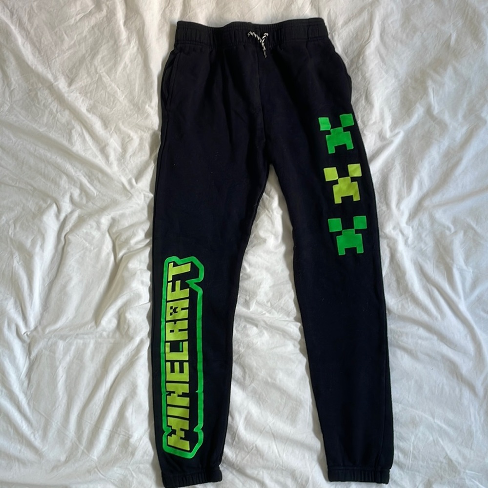 Minecraft Black Creeper Logo Tie Waist Sweatpants